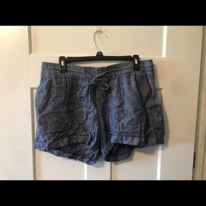 DENIM LINEN SHORTS with tie waist string